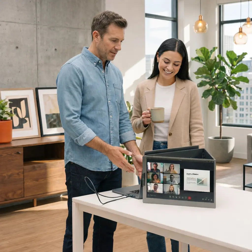 Xpendro dual monitor extender in use